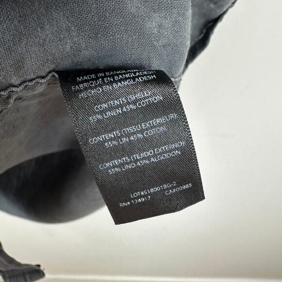 Onia Linen Blend Short Sleeve Button Down Shirt Gray Minimalist Vacation Mens XL - Picture 5 of 8